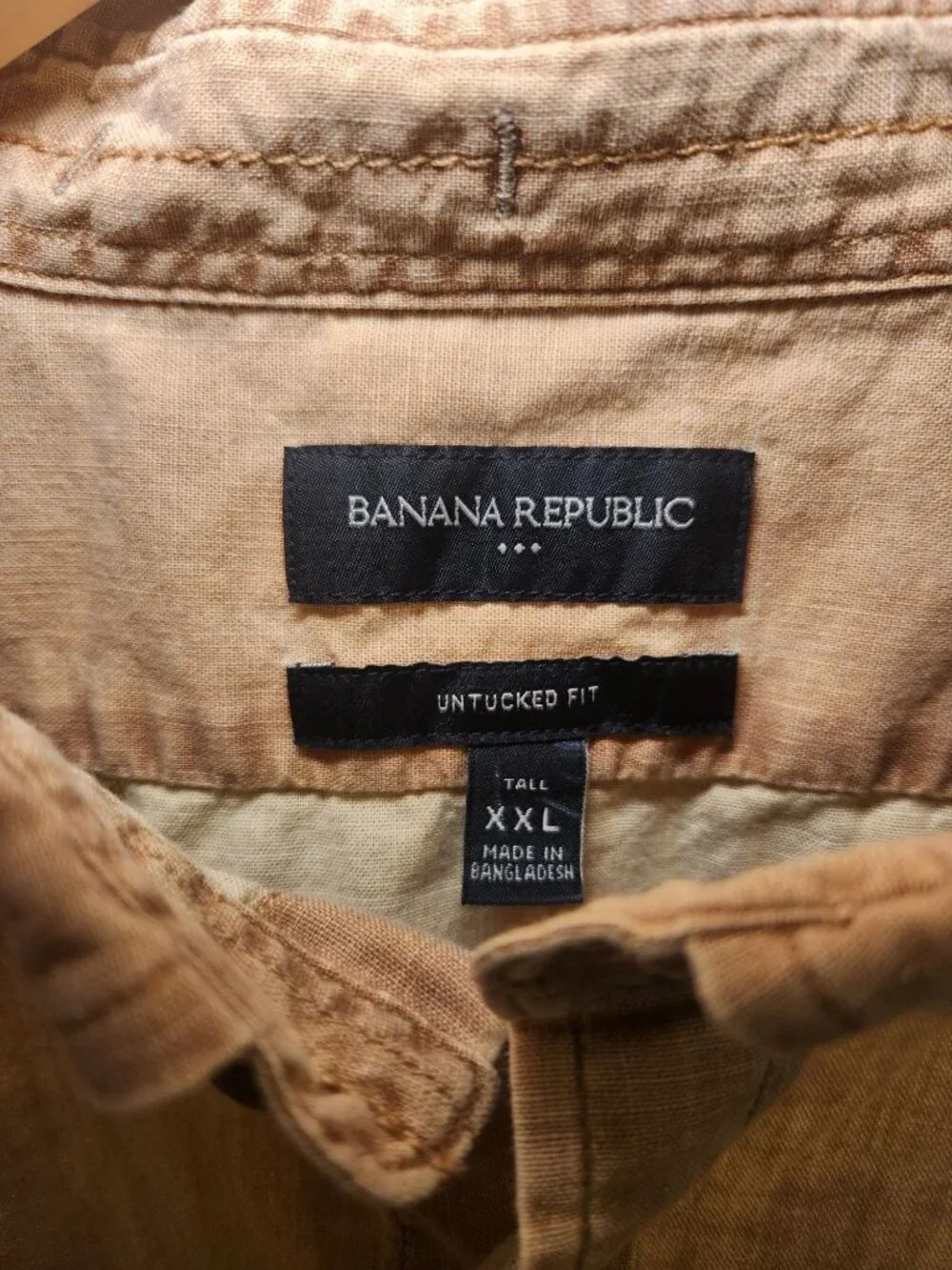 Banana Republic Men's Untucked Slim Coated Chambray Button Down Shirt 2XL Tall